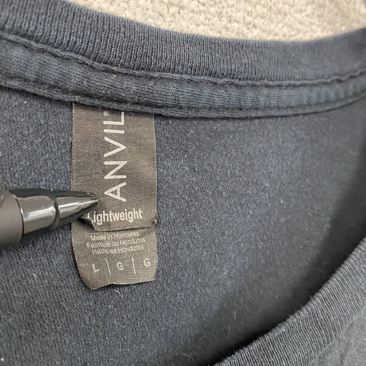 ANVIL　アンヴィル　半袖プリントTシャツ　年齢T　ルート　4連プリント　黒　ブラック　Lサイズ　古着