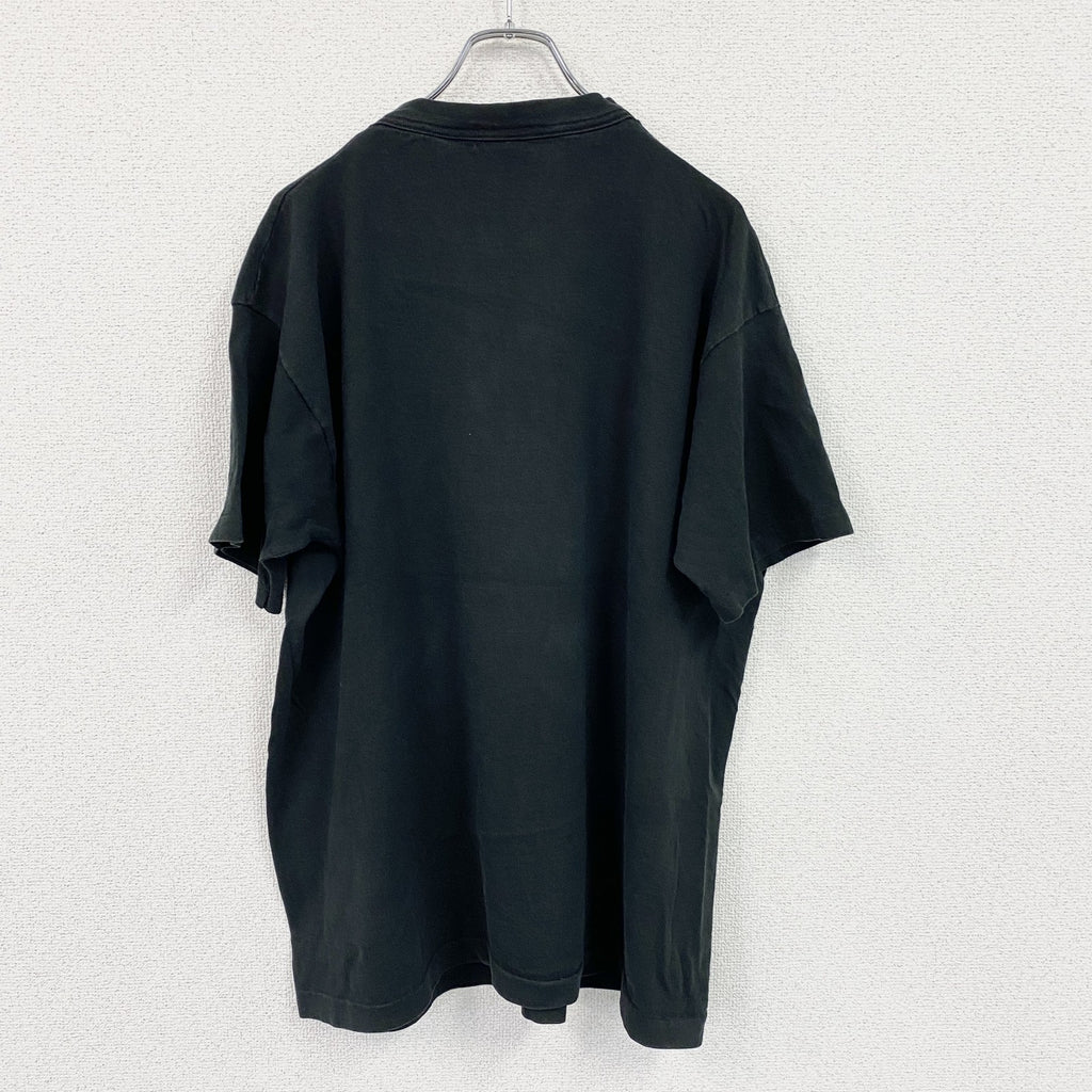 FRUIT OF THE LOOM　フルーツオブザルーム　半袖プリントTシャツ　シングルステッチ　ヴィンテージ　黒　ブラック　XLサイズ カットソー メンズ コットン 古着