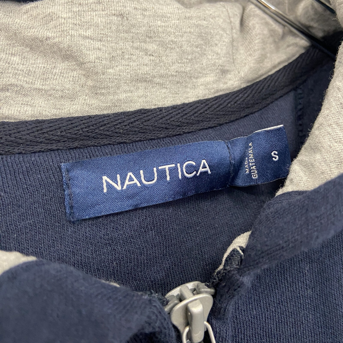 NAUTICA　ノーティカ　フルジップスウェットパーカー/フーディー　刺繍ロゴ　紺　ネイビー　Sサイズ　古着