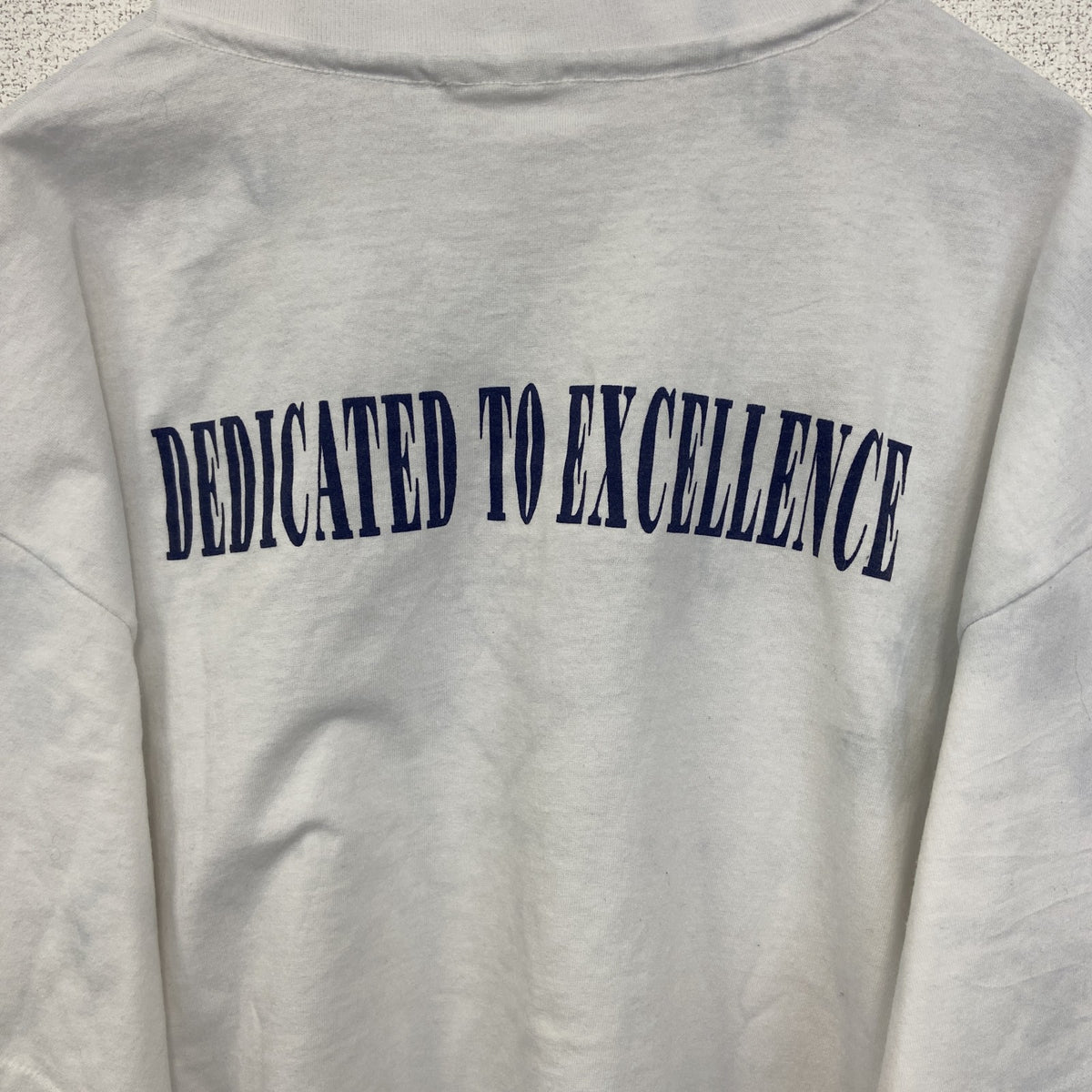 ～90s　半袖プリント企業Tシャツ　シングルステッチ　英字プリント　両面プリント　クルーネック　ヴィンテージ　白　ホワイト　古着