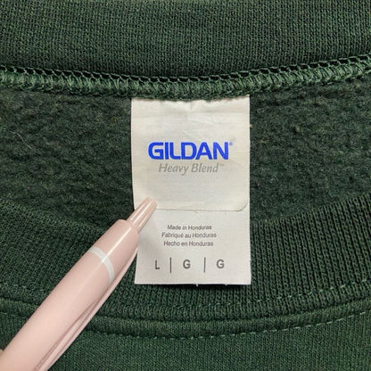 古着 used　GILDAN　ギルダン　長袖ロゴプリントスウェット　トレーナー　クルーネック　緑　グリーン　秋冬服　Lサイズ