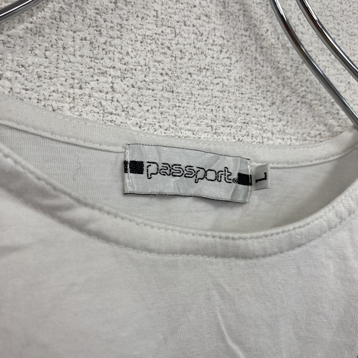 pass port　パスポート　半袖プリントTシャツ　白　ホワイト　Ｌサイズ　古着