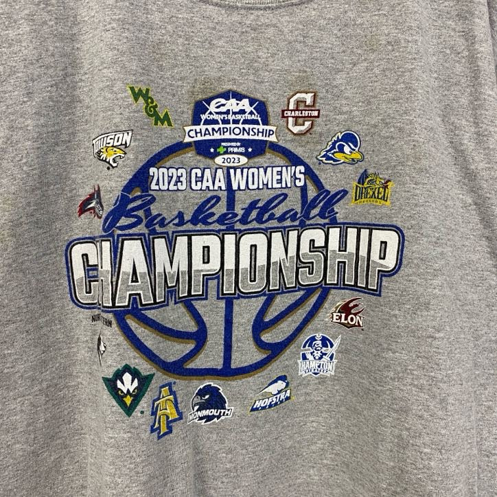 champion チャンピオン　半袖プリントTシャツ　グレー　灰色　バスケ　クルーネック　レトロデザイン　XLサイズ　古着