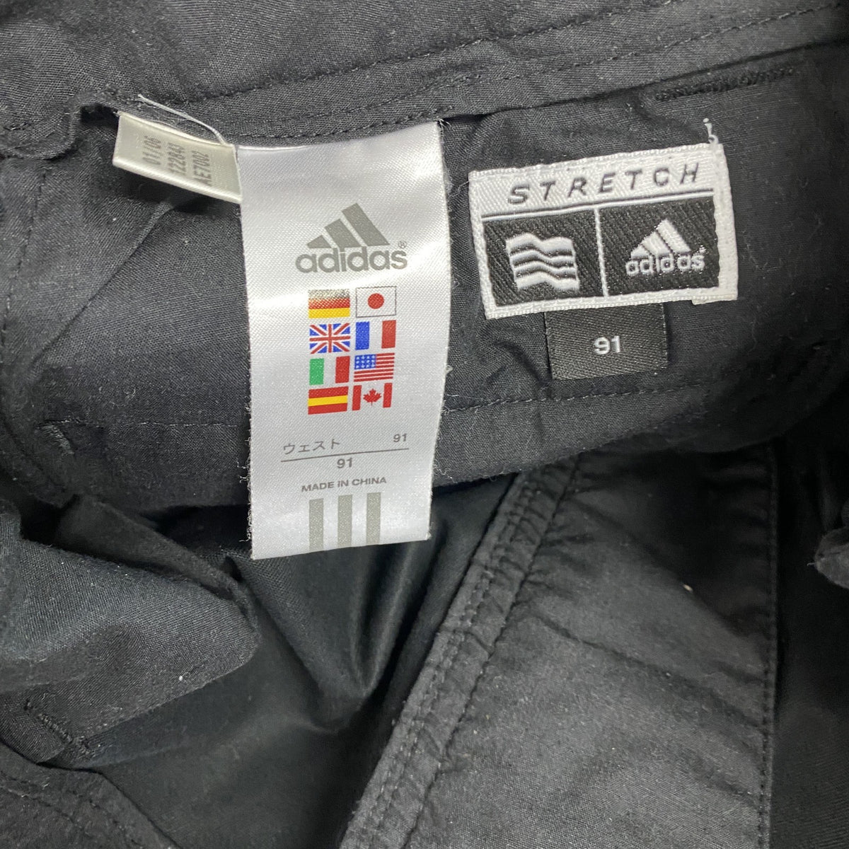 00s　adidas golf　アディダスゴルフ　チノパンツ　ジップフライ　無地　ヴィンテージ　黒　ブラック　91サイズ　古着