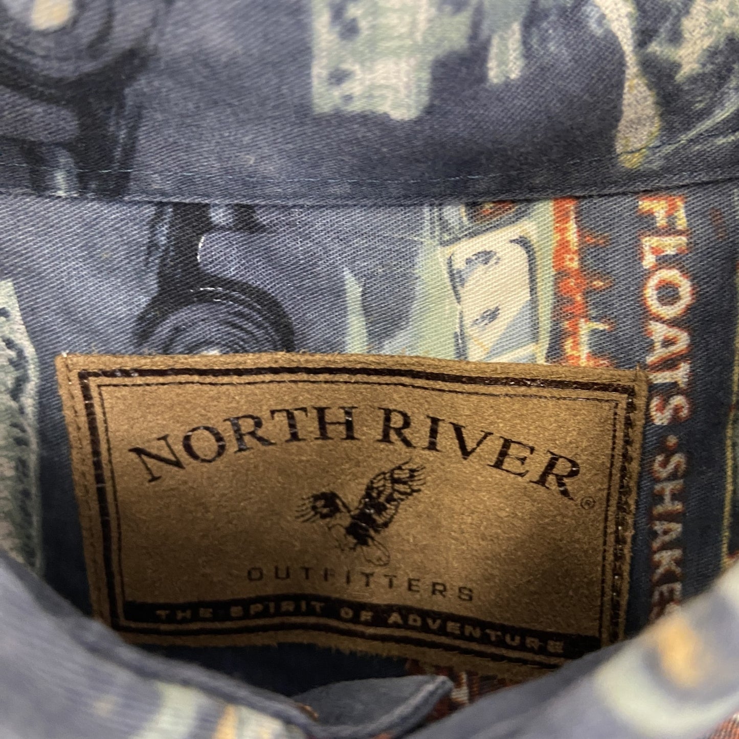古着 used　NORTH RIVER ノースリバー　半袖プリント総柄シャツ　クラシックカー　旧車　個性的　レトロ　Lサイズ