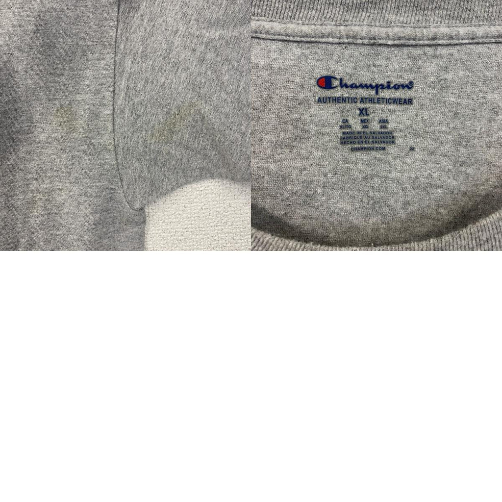 champion チャンピオン　半袖プリントTシャツ　グレー　灰色　バスケ　クルーネック　レトロデザイン　XLサイズ　古着