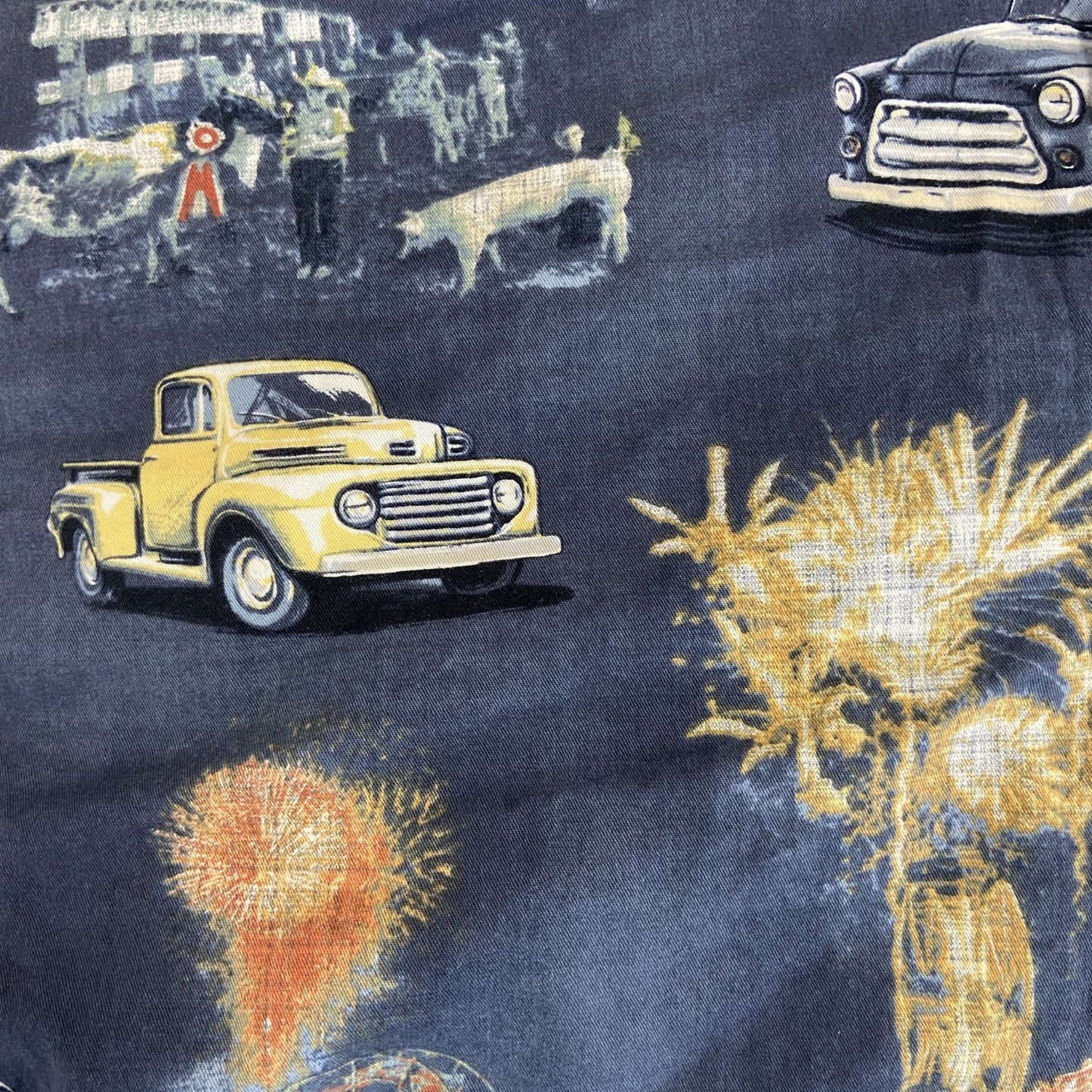 古着 used　NORTH RIVER ノースリバー　半袖プリント総柄シャツ　クラシックカー　旧車　個性的　レトロ　Lサイズ
