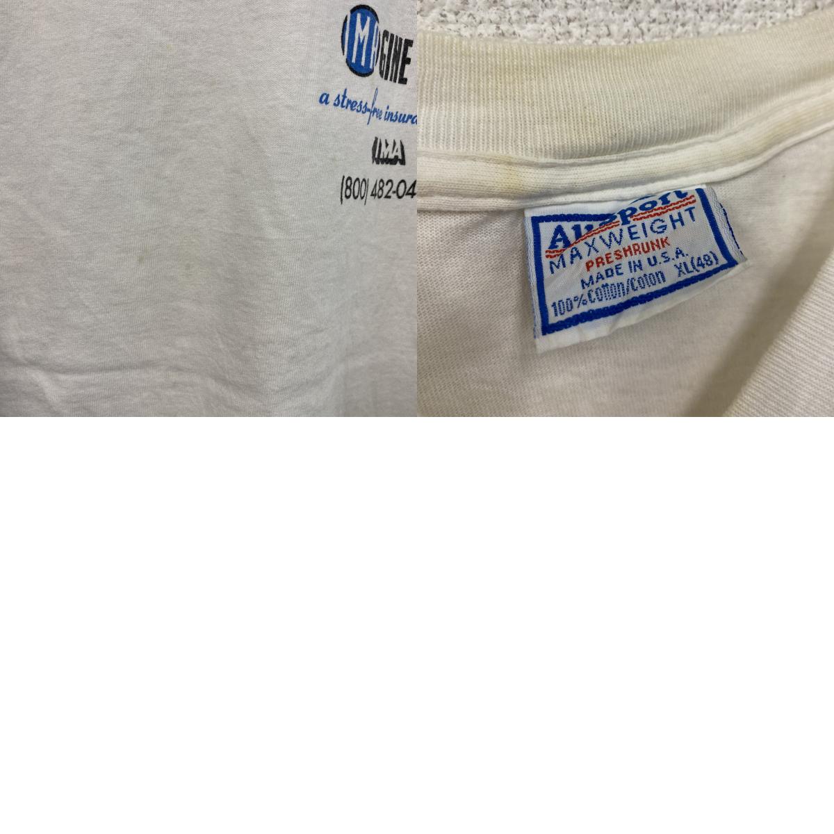 ALL SPORT　半袖プリントTシャツ　シングルステッチ　白　ホワイト　XLサイズ カットソー メンズ コットン 古着