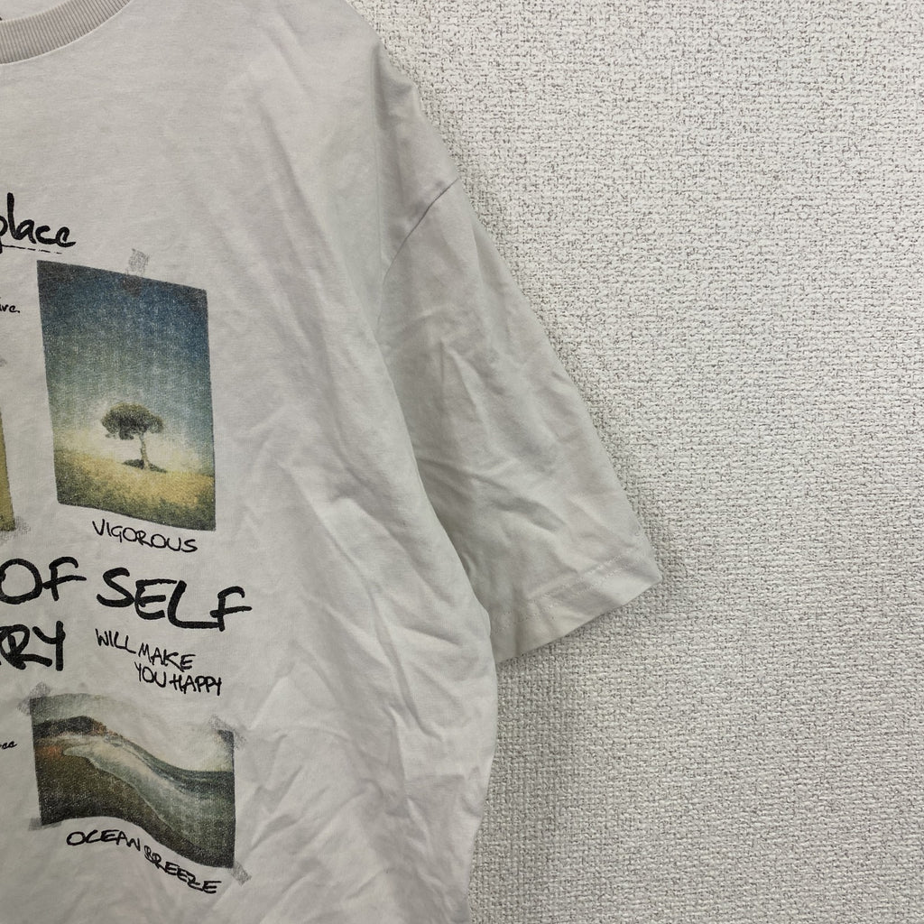 Tee time　半袖プリントフォトTシャツ　英字プリント　白　ホワイト　XLサイズ　古着