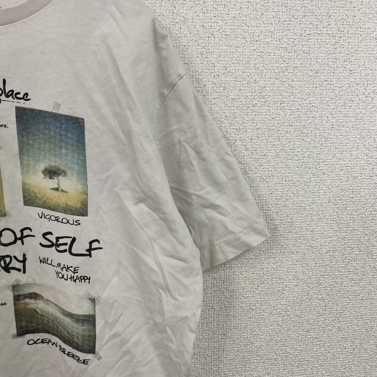 Tee time　半袖プリントフォトTシャツ　英字プリント　白　ホワイト　XLサイズ　古着