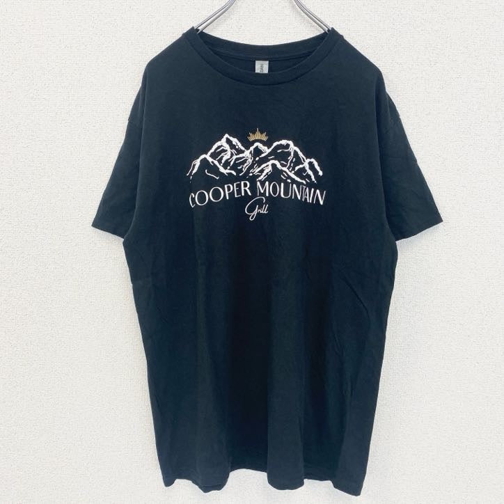 GILDAN　ギルダン　半袖プリントTシャツ　4連プリント　両面プリント　クルーネック　黒　ブラック　Lサイズ　古着