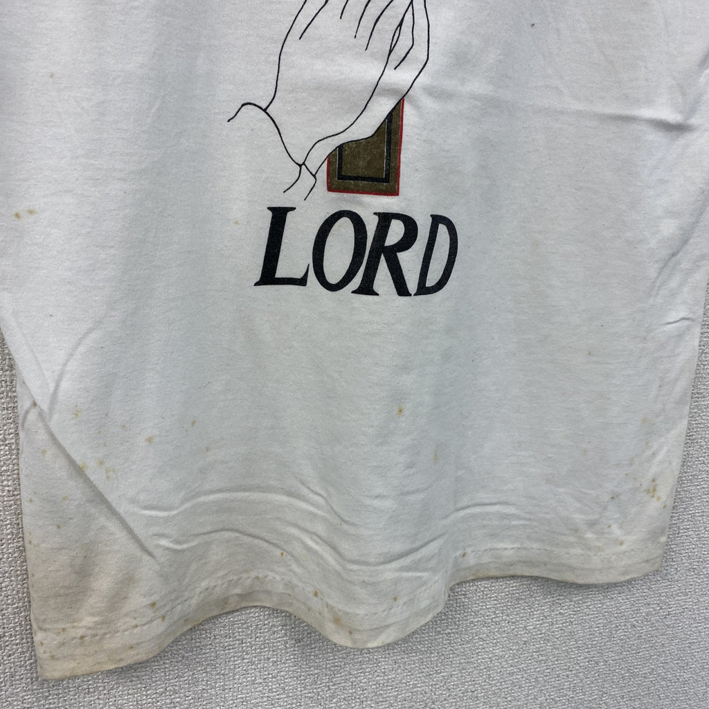 IMPROVED LIVING　半袖プリントTシャツ　シングルステッチ　白　ホワイト　Lサイズ カットソー メンズ 古着