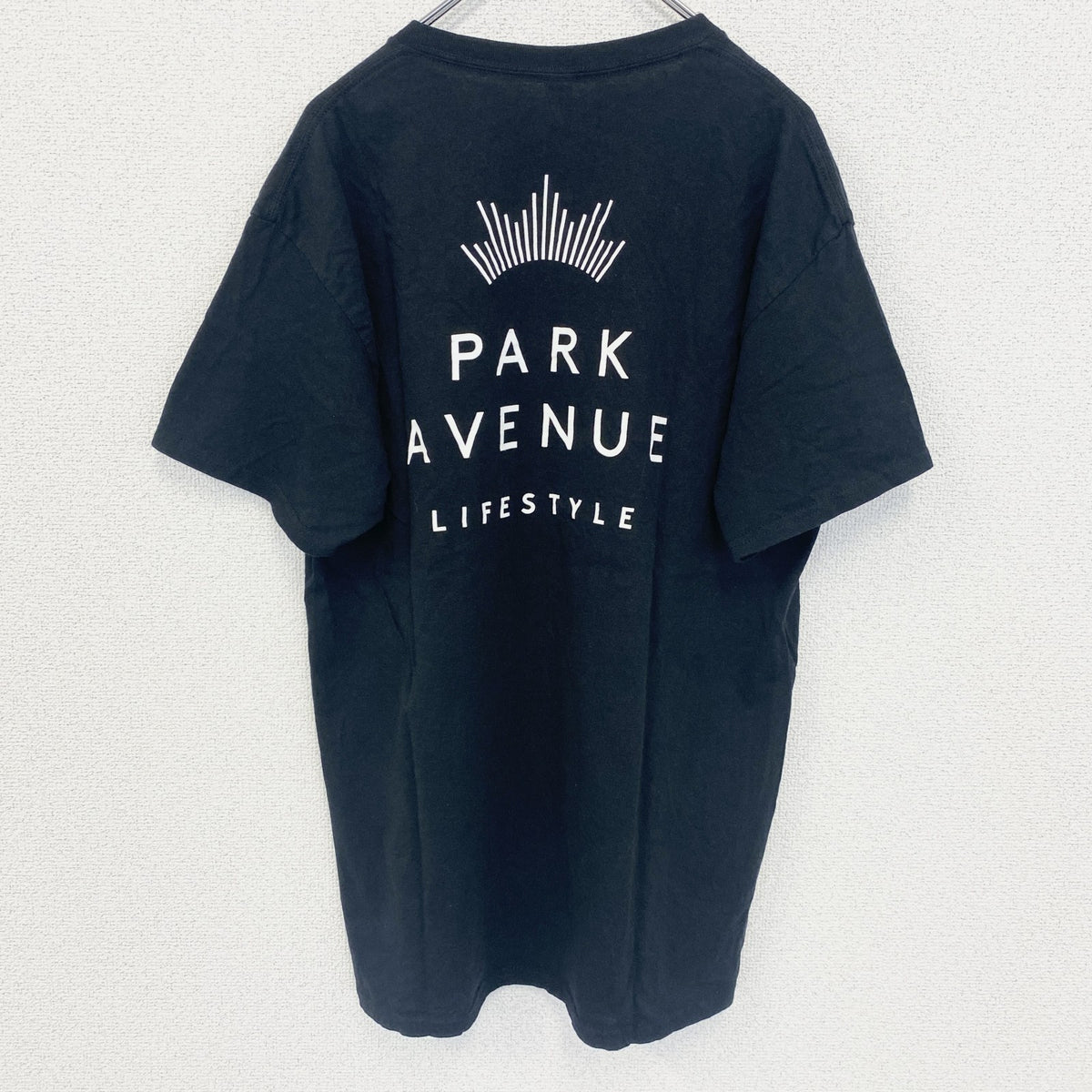 GILDAN　ギルダン　半袖プリントTシャツ　4連プリント　両面プリント　クルーネック　黒　ブラック　Lサイズ　古着