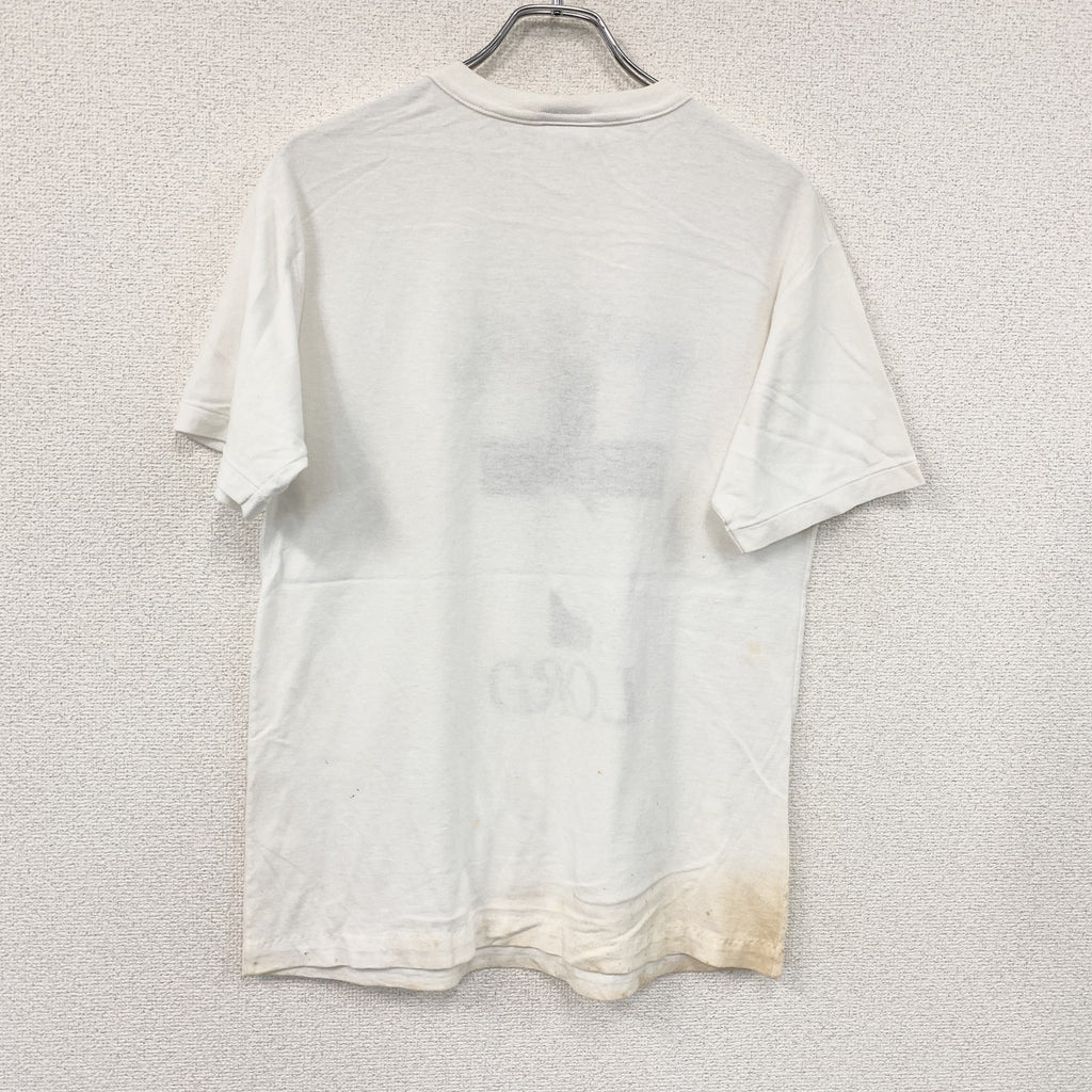 IMPROVED LIVING　半袖プリントTシャツ　シングルステッチ　白　ホワイト　Lサイズ カットソー メンズ 古着