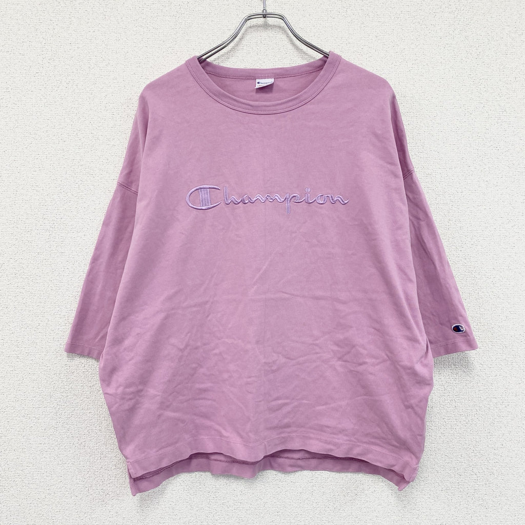 Champion　チャンピオン　RODEO CROWNS　5 sleeve Big トップス　トリコタグ　復刻　ピンク　フリーサイズ　古着