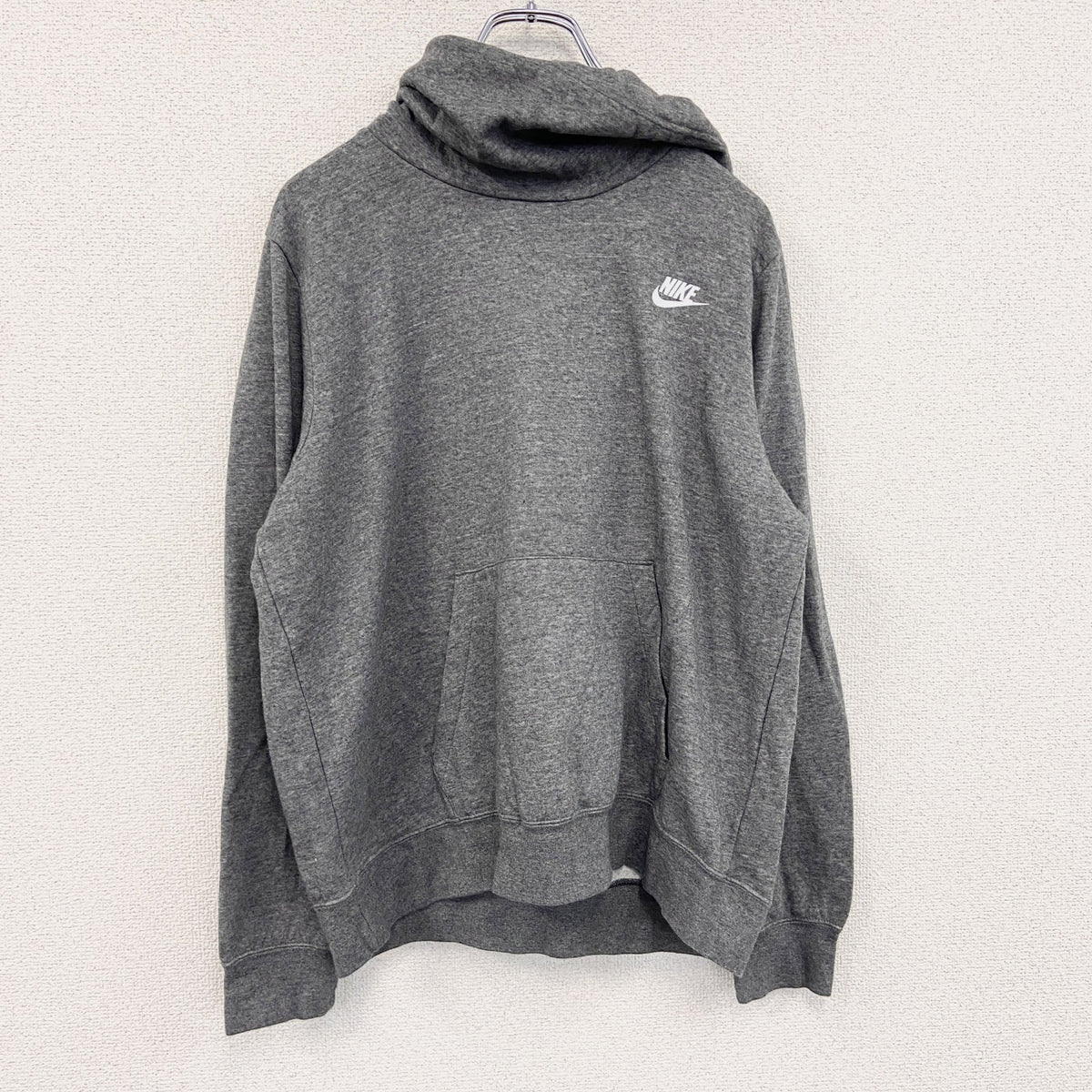 NIKE　ナイキ　スウェットパーカー/フーディー　ハイネック　スウッシュ　灰色　グレー　Lサイズ　古着