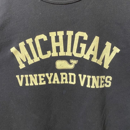 古着 used　vineyard vines　MICHIGAN　長袖プリントクルーネックスウェット　トレーナー　ネイビー　Lサイズ