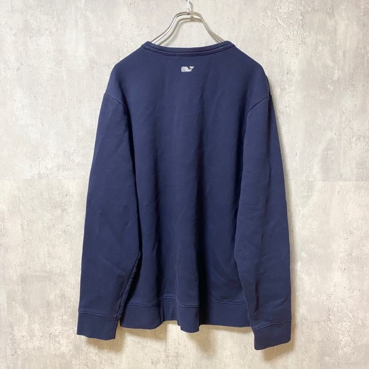 古着 used　vineyard vines　MICHIGAN　長袖プリントクルーネックスウェット　トレーナー　ネイビー　Lサイズ