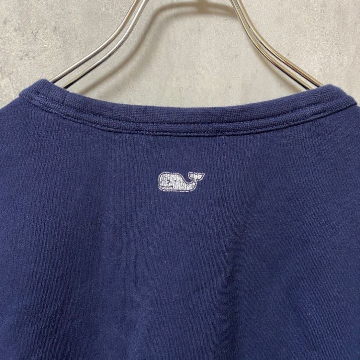 古着 used　vineyard vines　MICHIGAN　長袖プリントクルーネックスウェット　トレーナー　ネイビー　Lサイズ