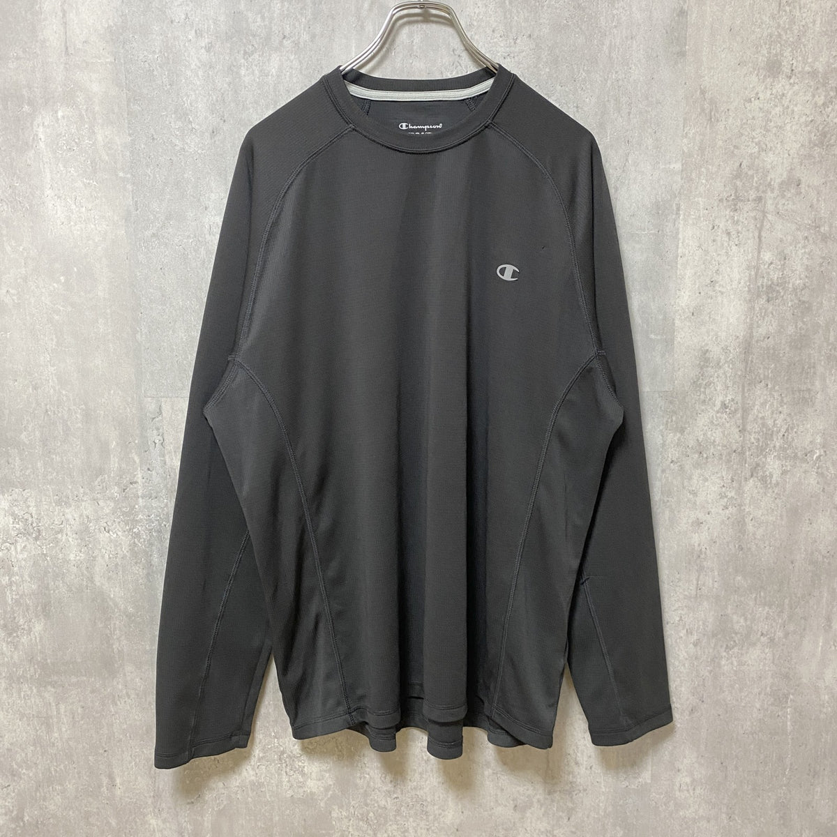 Champion チャンピオン　長袖Tシャツ　ワンポイント　黒　ブラック　ビッグシルエット　オーバーサイズ　XLサイズ　古着