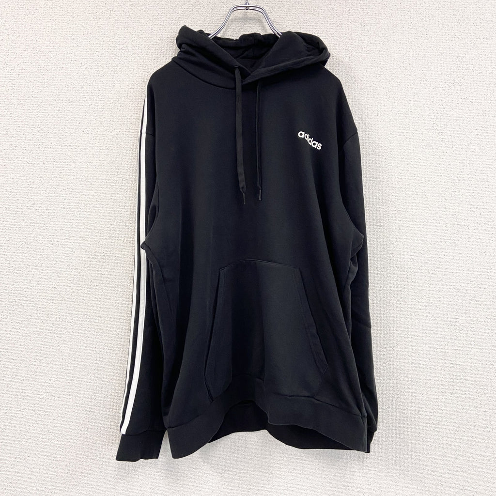 adidas　アディダス　スウェットパーカー/フーディー　黒　ブラック　XLサイズ　古着