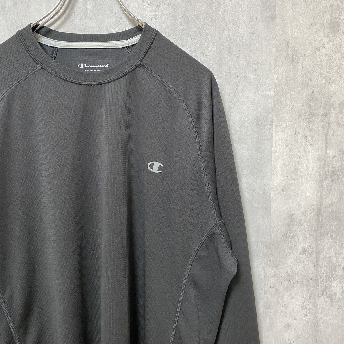 Champion チャンピオン　長袖Tシャツ　ワンポイント　黒　ブラック　ビッグシルエット　オーバーサイズ　XLサイズ　古着