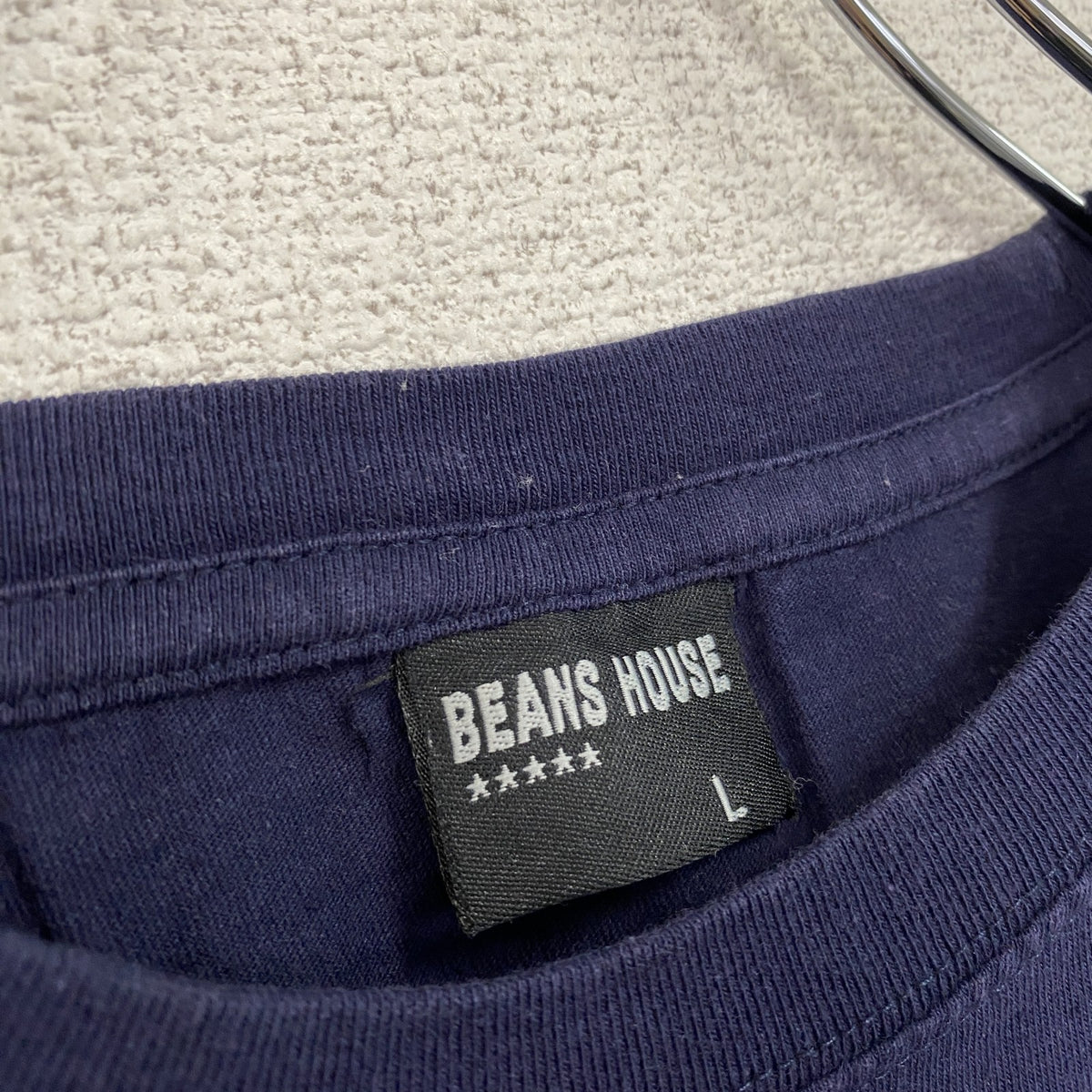 BEANS HOUSE　半袖プリントTシャツ　4連プリント　カプセルプリント　クルーネック　紺　ネイビー　Lサイズ　古着
