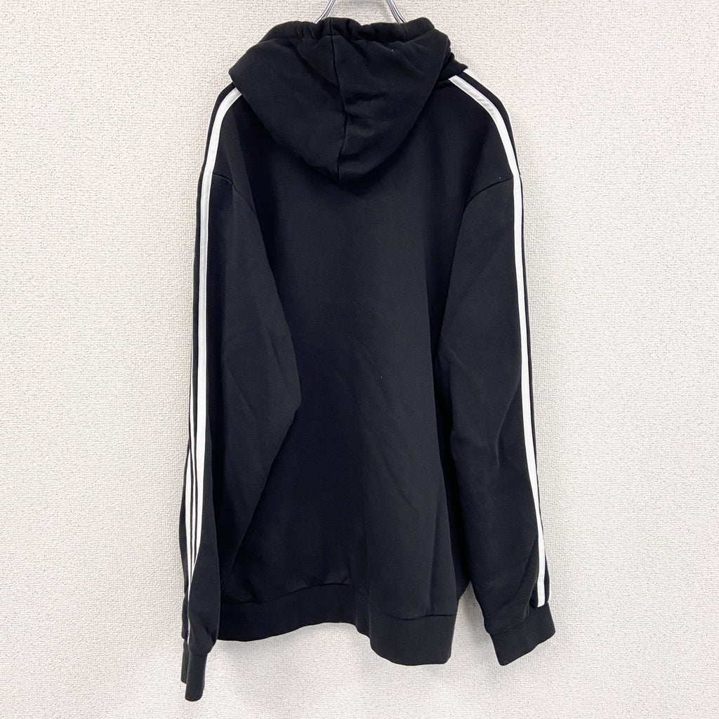 adidas　アディダス　スウェットパーカー/フーディー　黒　ブラック　XLサイズ　古着