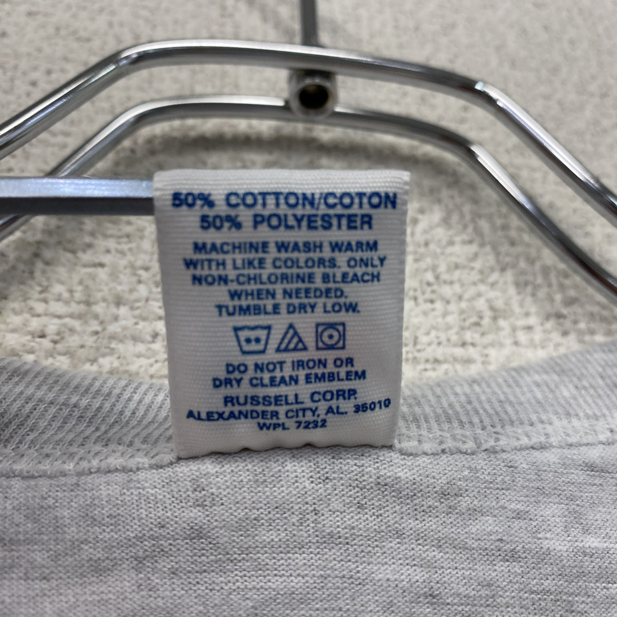 RUSSELL　ラッセル　半袖プリントTシャツ　シングルステッチ　霜降りグレー　Mサイズ カットソー メンズ コットン 古着