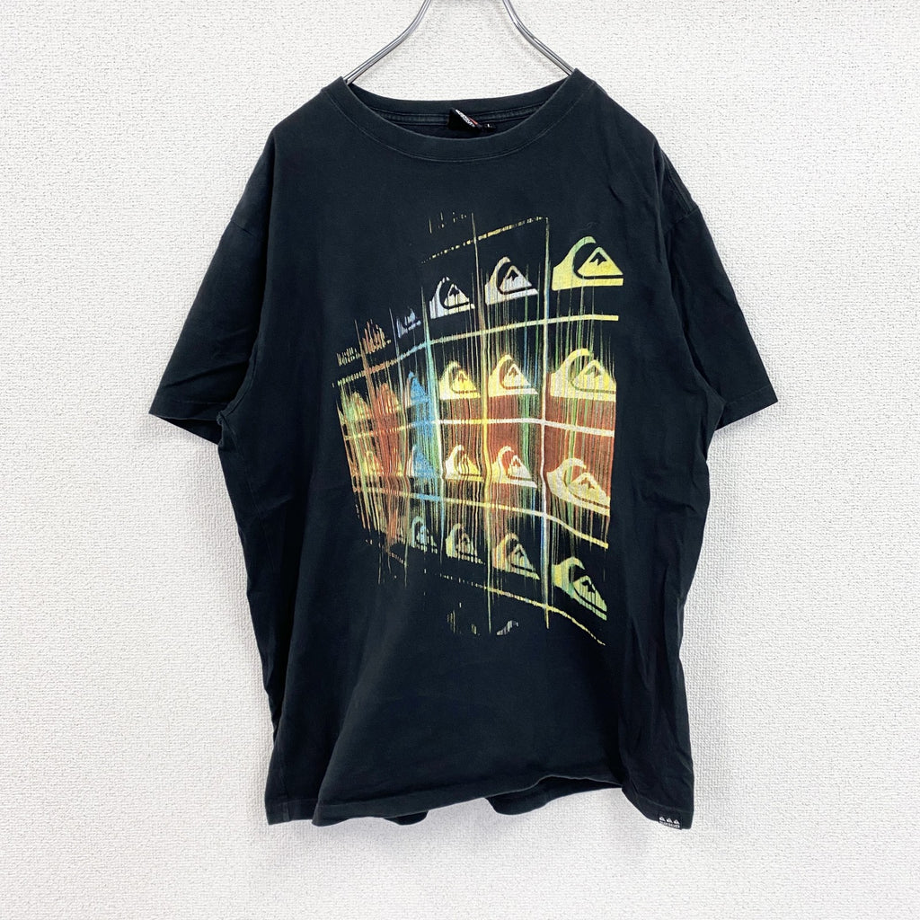 QUIKSILVER　半袖プリントTシャツ　黒　ブラック　Lサイズ　古着