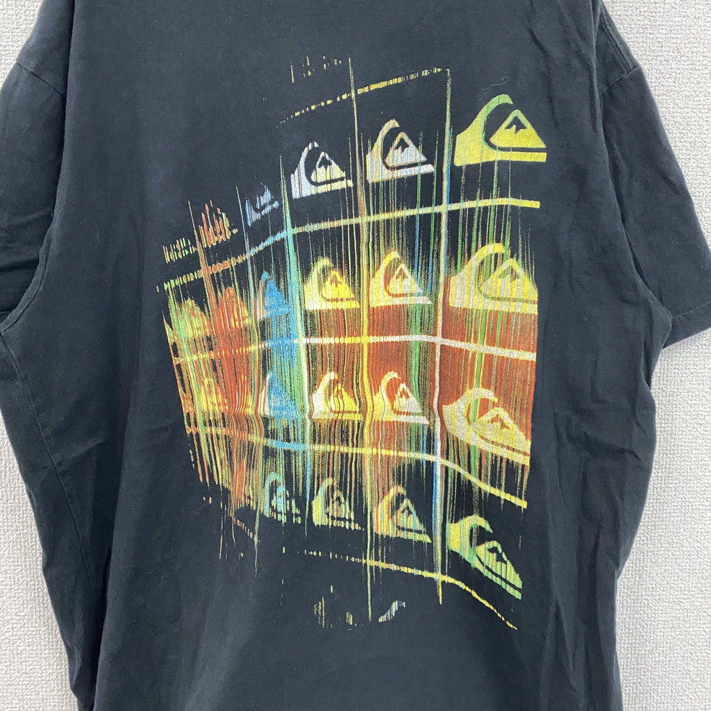 QUIKSILVER　半袖プリントTシャツ　黒　ブラック　Lサイズ　古着