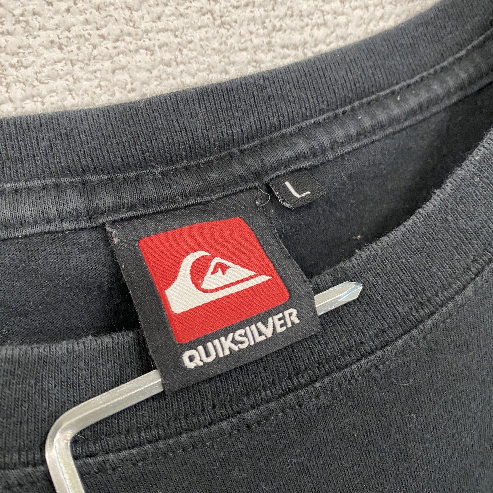 QUIKSILVER　半袖プリントTシャツ　黒　ブラック　Lサイズ　古着