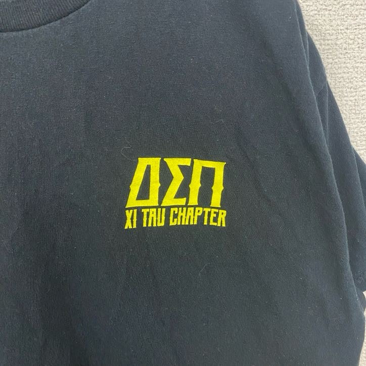 GILDAN　ギルダン　半袖デザインTシャツ　バックプリント　サメ　DELTA SIG　黒　ブラック　Mサイズ　古着