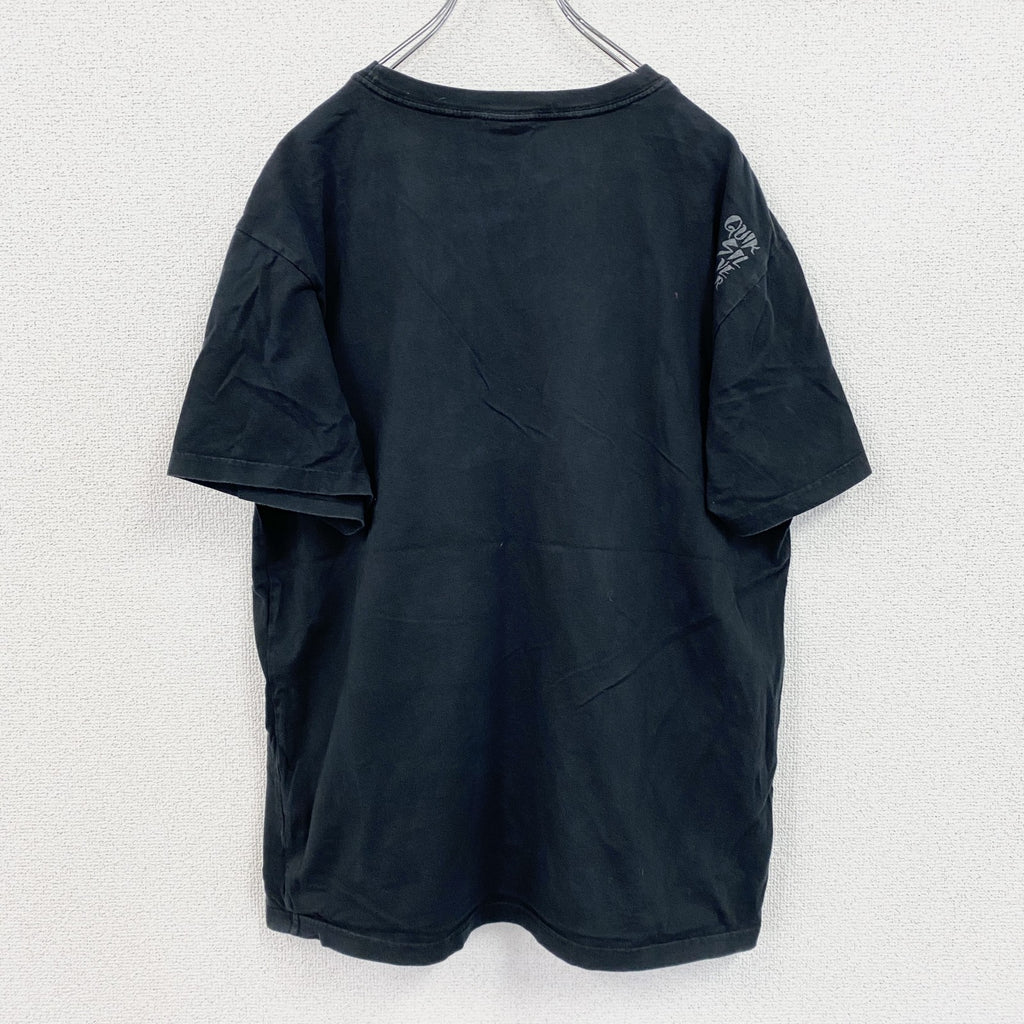 QUIKSILVER　半袖プリントTシャツ　黒　ブラック　Lサイズ　古着