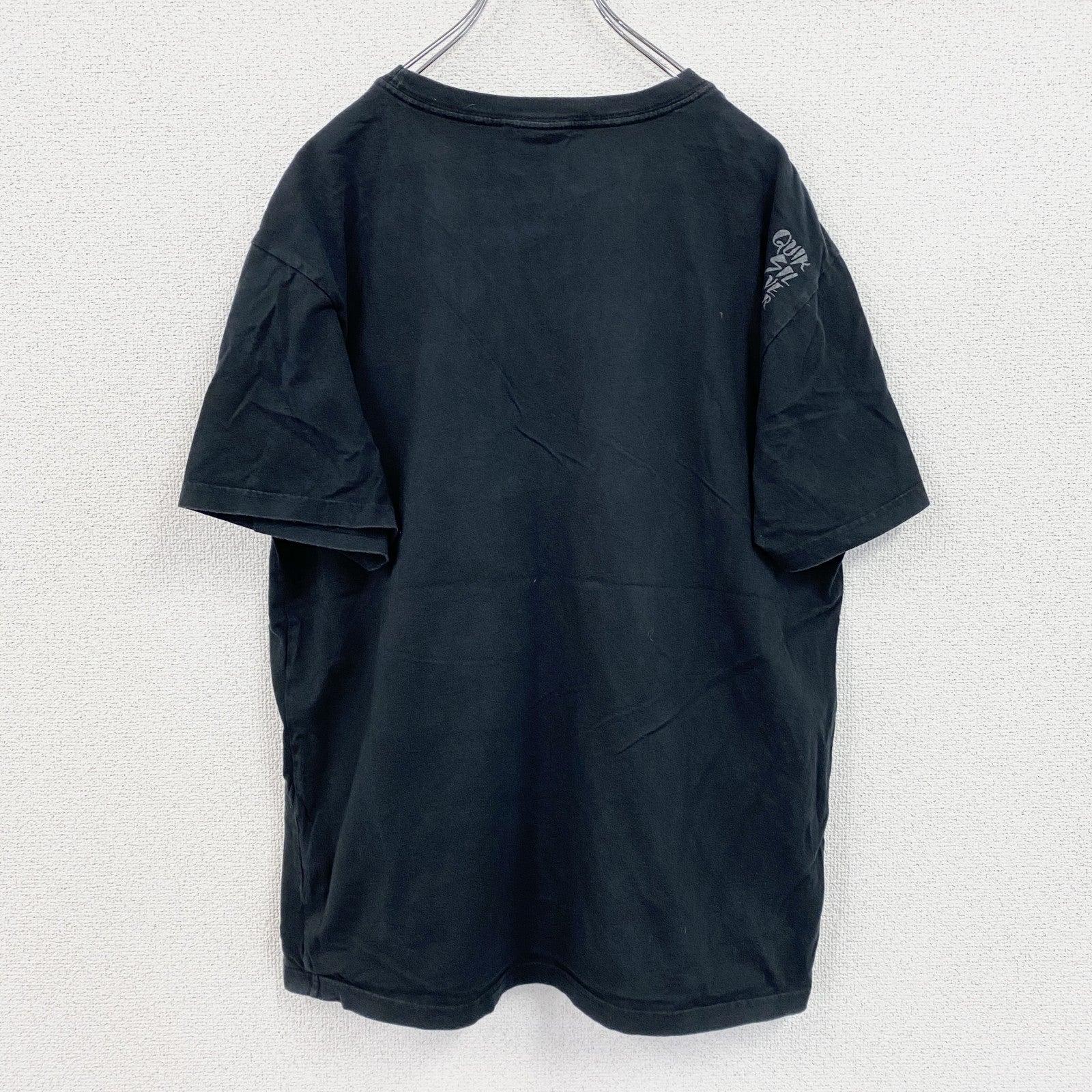 QUIKSILVER　半袖プリントTシャツ　黒　ブラック　Lサイズ　古着