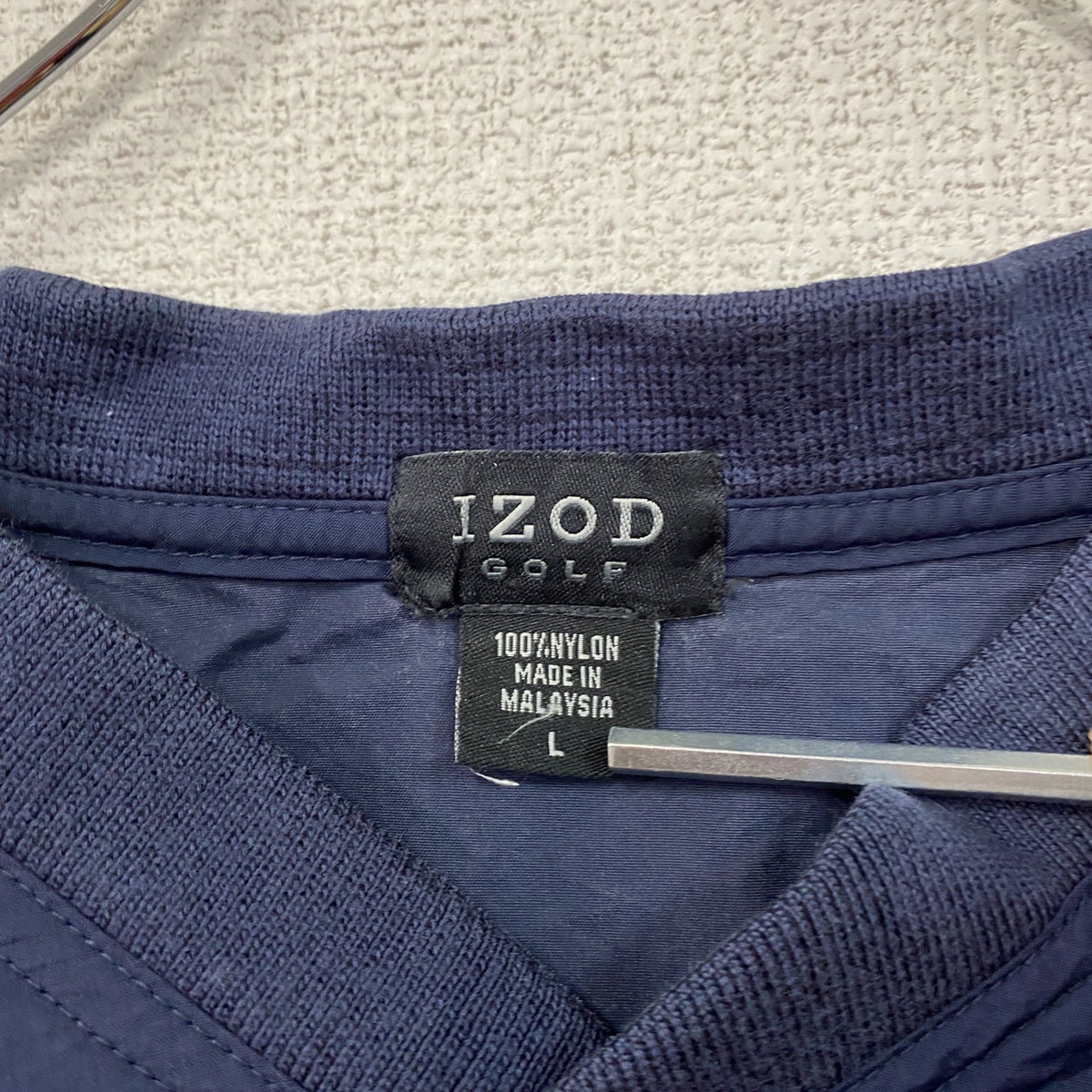 IZOD GOLF　アイゾッド　ナイロンプルオーバージャケット　刺繍ロゴ　紺　ネイビー　Lサイズ　古着