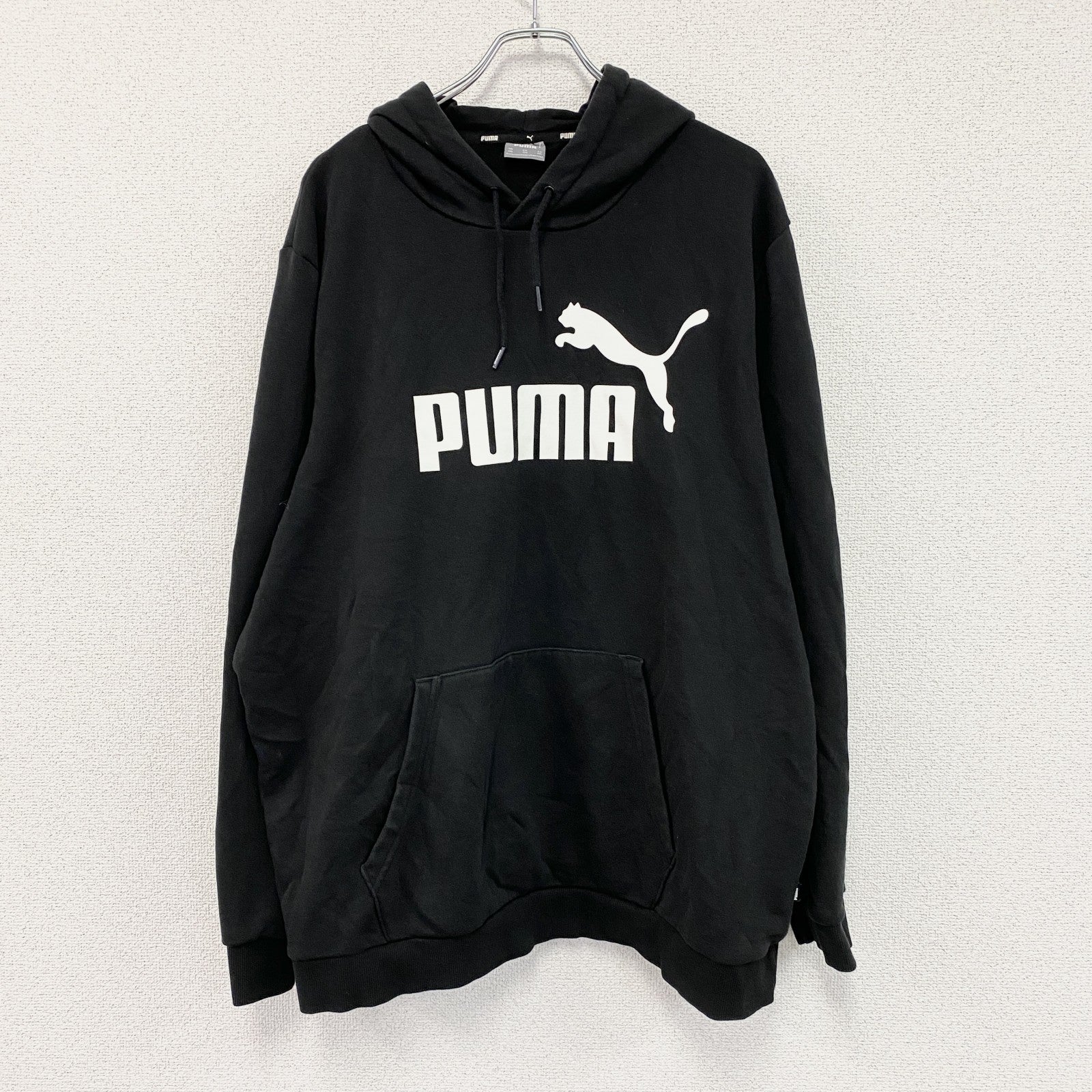 PUMA　プーマ　パーカー/フーディー　デカロゴ　スポーツ　黒　ブラック　2XLサイズ　古着