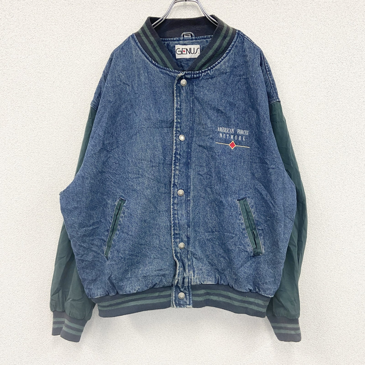 ～90s　GENUS　デニムスタジャン　ヴィンテージ　インディゴ　XLサイズ　古着