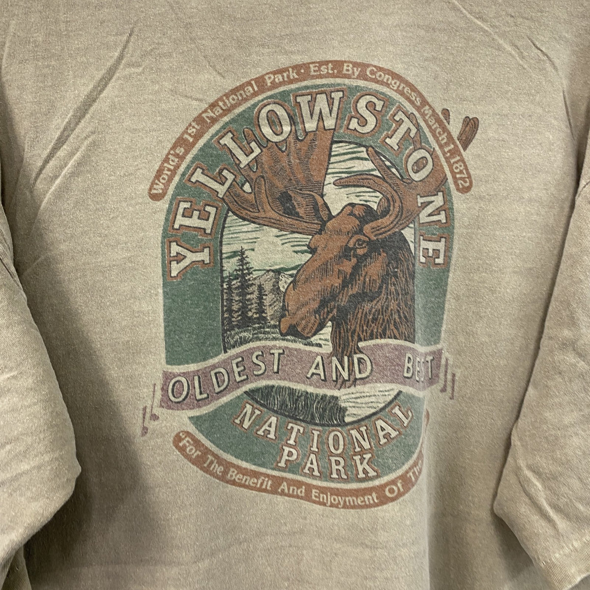 半袖プリントTシャツ　シングルステッチ　茶色　ブラウン　XLサイズ　古着