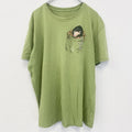 半袖アニマルプリントTシャツ　カモノハシ　黄緑　ライトグリーン　クルーネック　レトロデザイン　古着