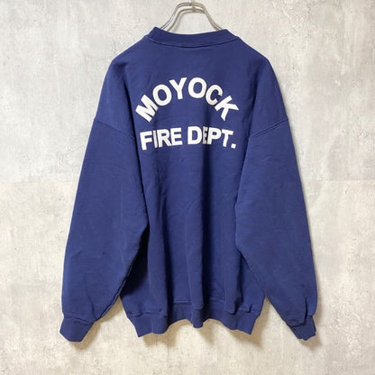 古着 used　Hanes ヘインズ　90s　MOYOCK FIRE DEPT　長袖プリントスウェット　トレーナー　紺　Lサイズ