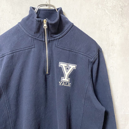 古着 used　YALE　イェール大学　カレッジ　長袖ハーフジップスウェット　トレーナー　ネイビー　ハイネック　秋冬服　Lサイズ