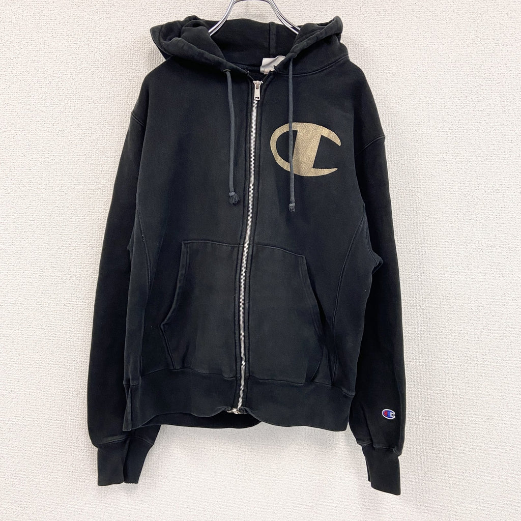 Champion　チャンピオン　リバースウィーブ　フルジップスウェットパーカー/フーディー　黒　ブラック　Mサイズ　古着