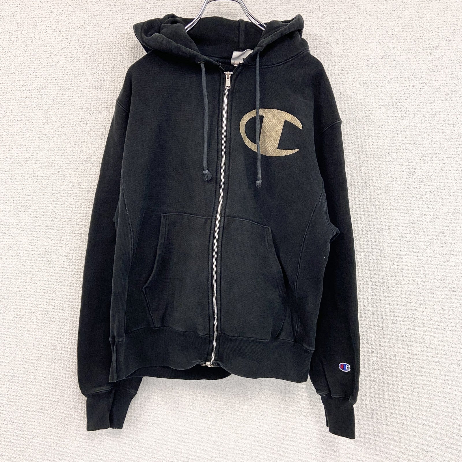 Champion　チャンピオン　リバースウィーブ　フルジップスウェットパーカー/フーディー　黒　ブラック　Mサイズ　古着