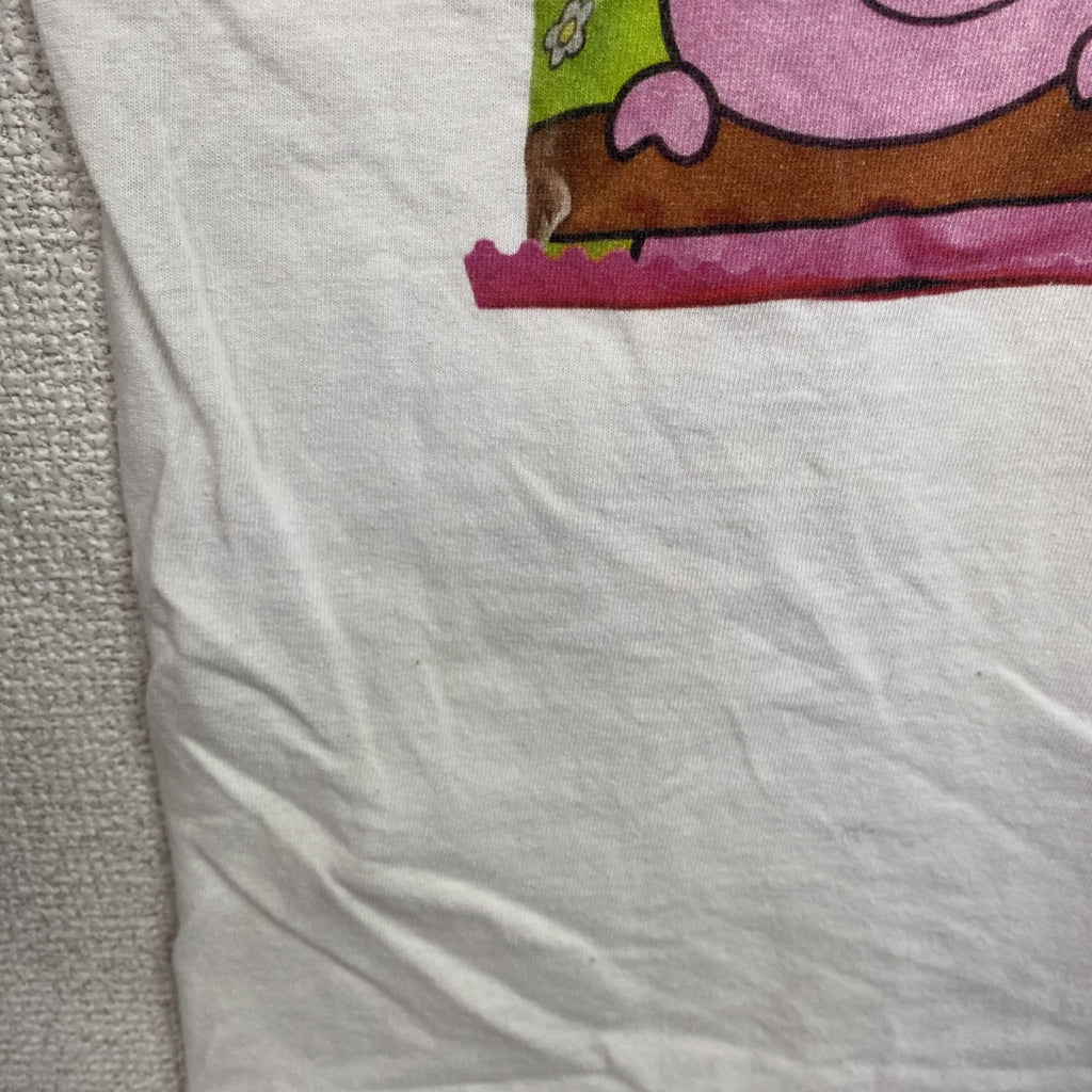 GILDAN　ギルダン　半袖プリントアニマルTシャツ　フォトTシャツ　豚　誰やねん　白　ホワイト　Sサイズ　古着