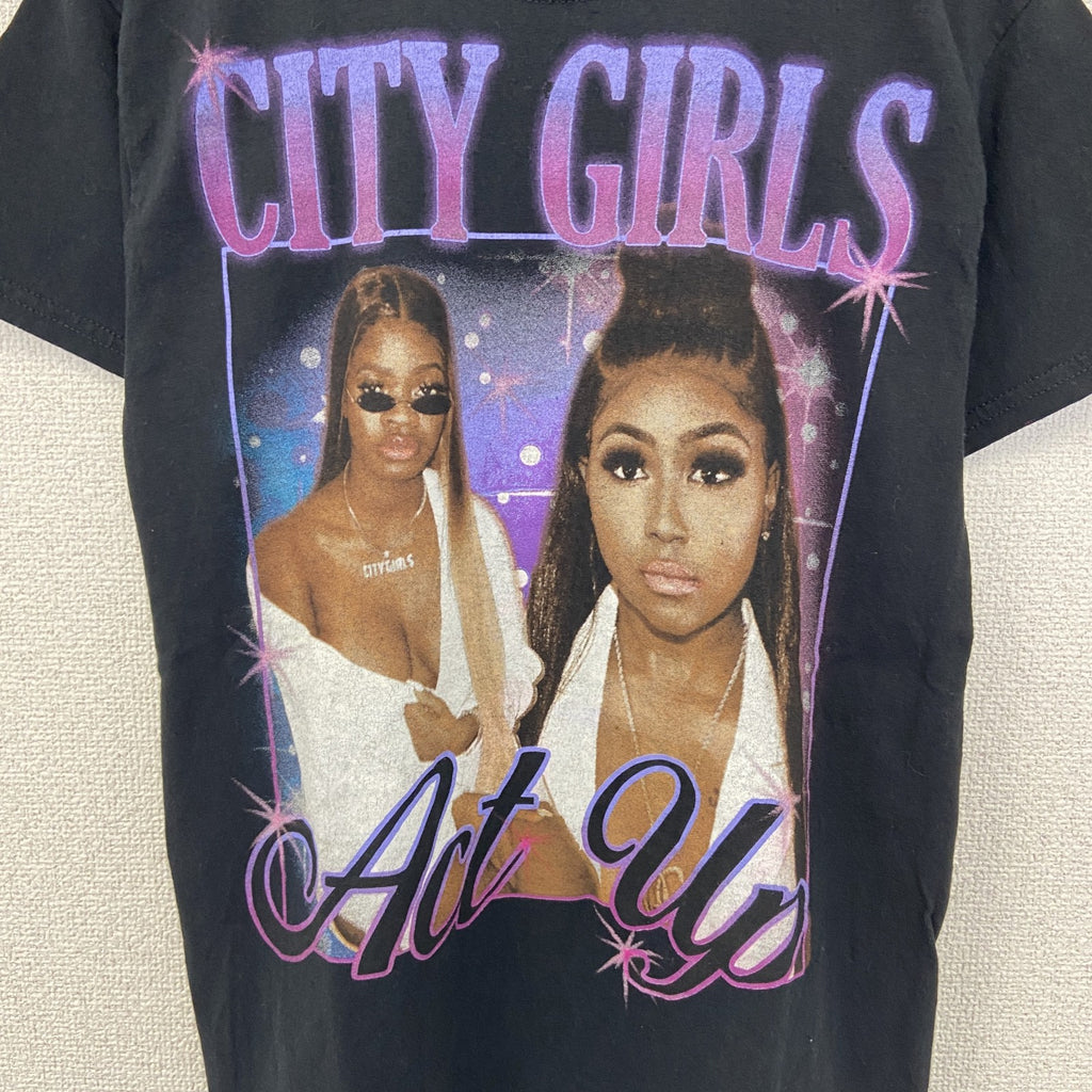 CITY GIRLS　シティーガール　半袖プリントTシャツ　個性的　Y2K　クルーネック　レトロデザイン　Sサイズ　古着