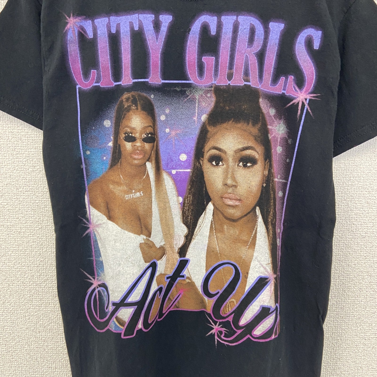CITY GIRLS　シティーガール　半袖プリントTシャツ　個性的　Y2K　クルーネック　レトロデザイン　Sサイズ　古着