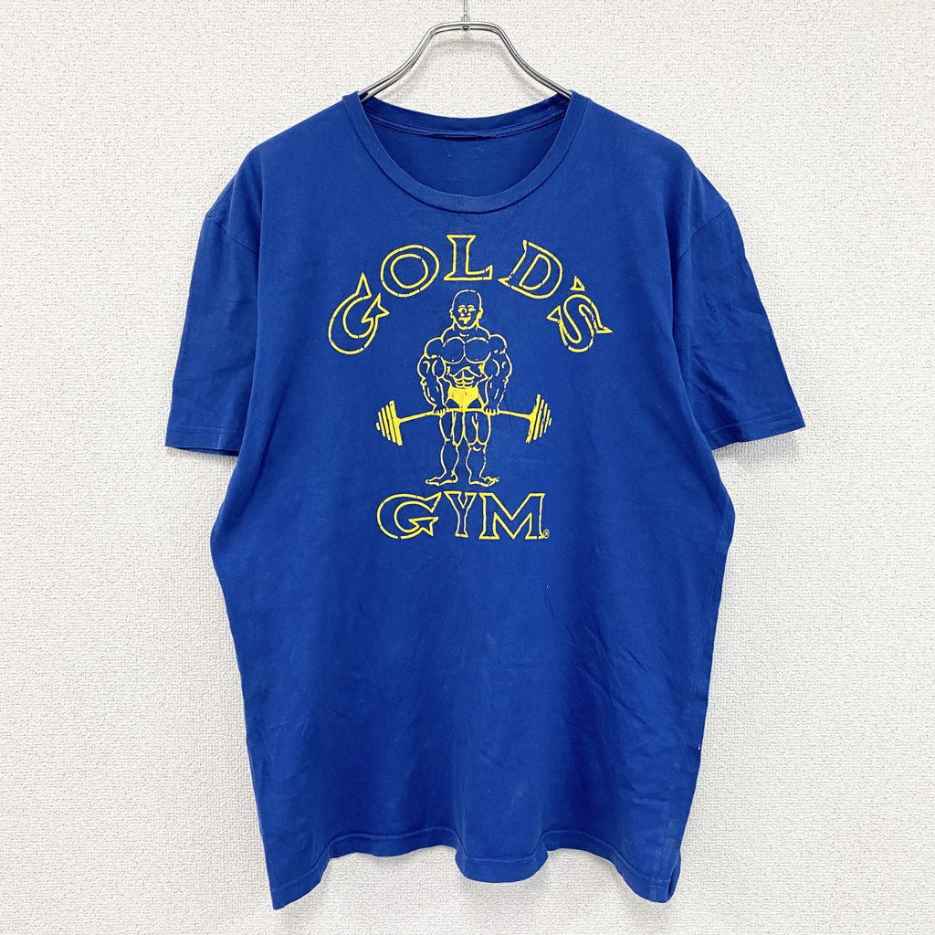 GOLD GYM　ゴールドジム　半袖プリントアドバタイジングＴシャツ　アーチプリント　青　ブルー　古着