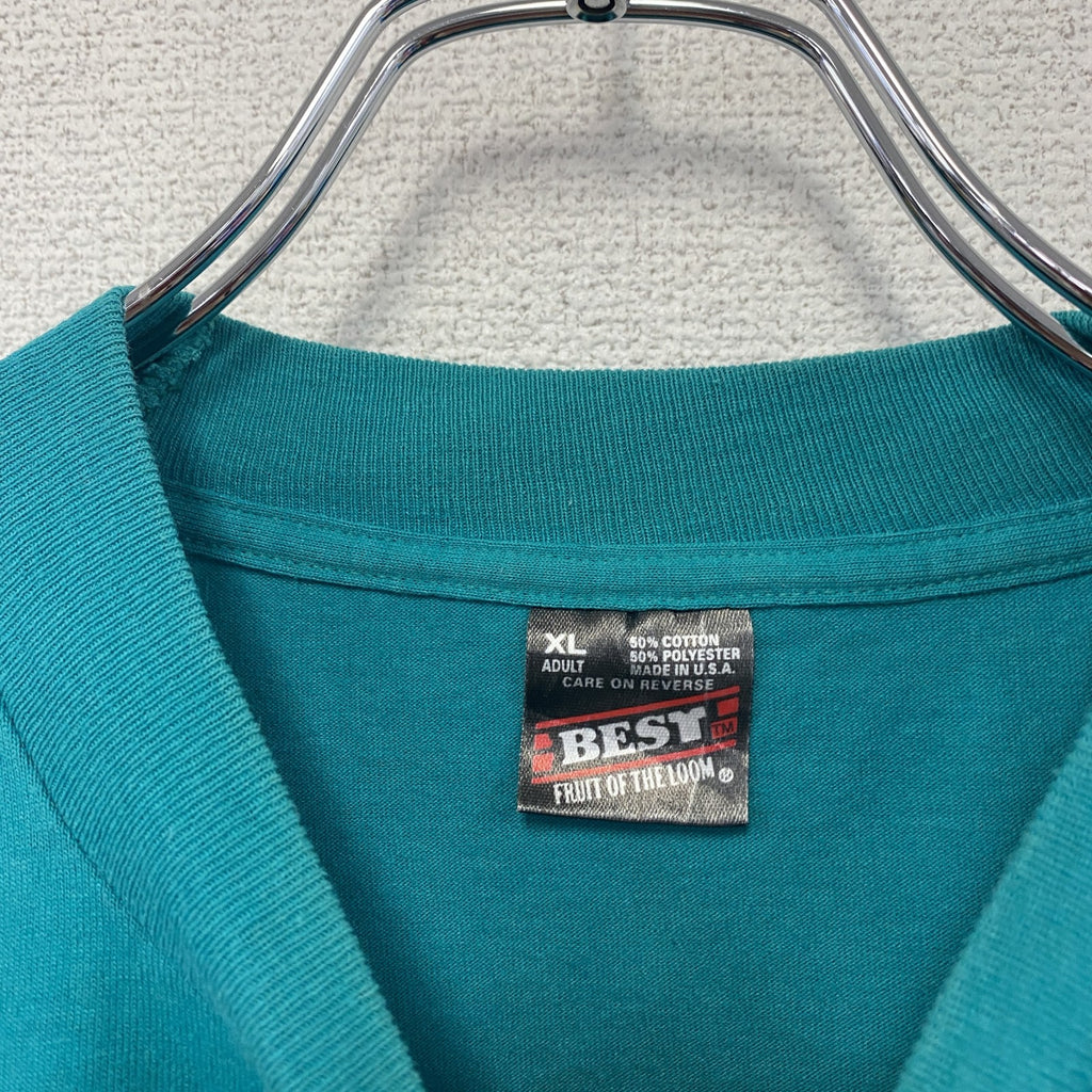 FRUIT OF THE LOOM　フルーツオブザルーム　BEST　半袖プリントTシャツ　ヴィンテージ　シングルステッチ　水色　ライトブルー　XLサイズ　古着