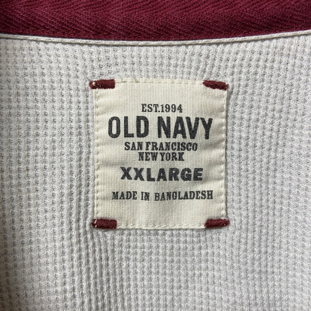 OLDNAVY　長袖ロゴワッペンフリース　ハイネック　ネイビー　紺　ヴィンテージ　ビッグシルエット　2XLサイズ　古着